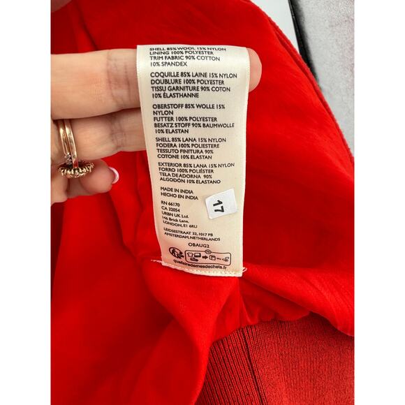 Free People Pretty In Pearls Bomber Jacket Varsity Red Medium M - Picture 13 of 14